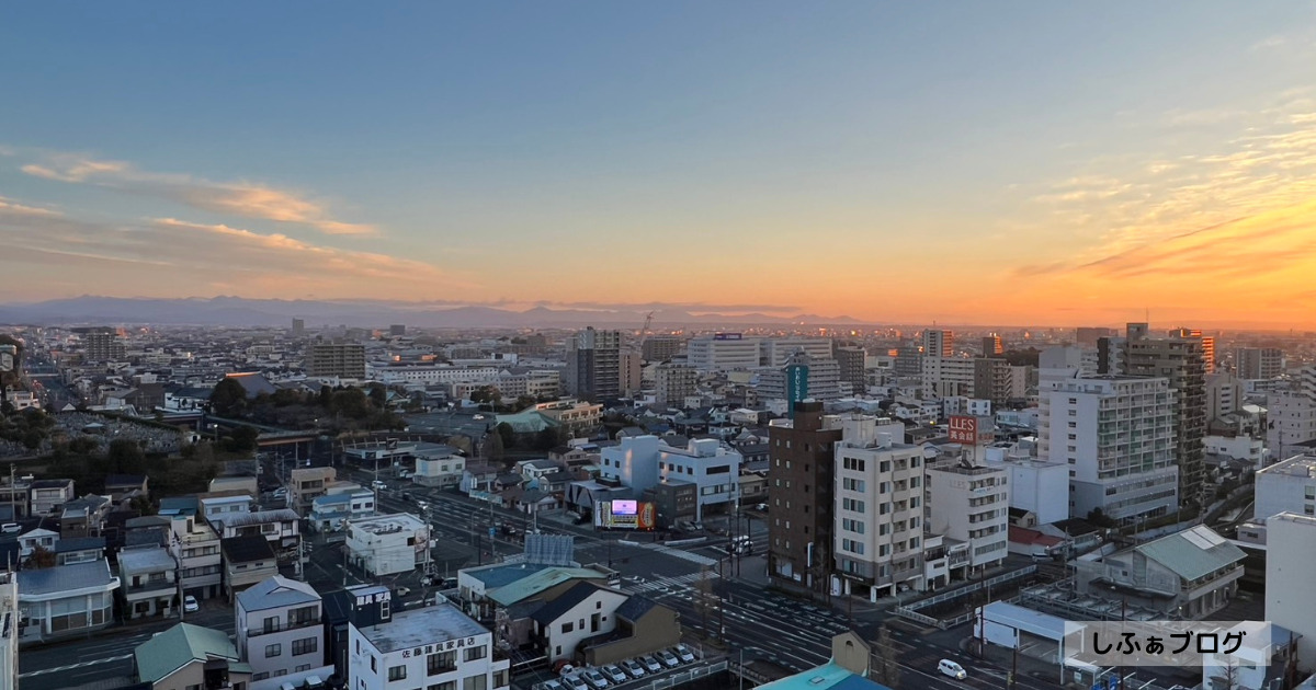 ホテルから見える夕日